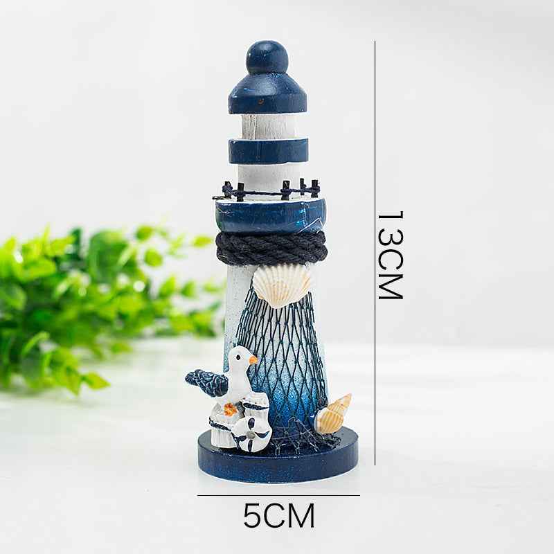 Mediterranean Style Wooden Pressing Die Ocean 13cm Small Lighthouse