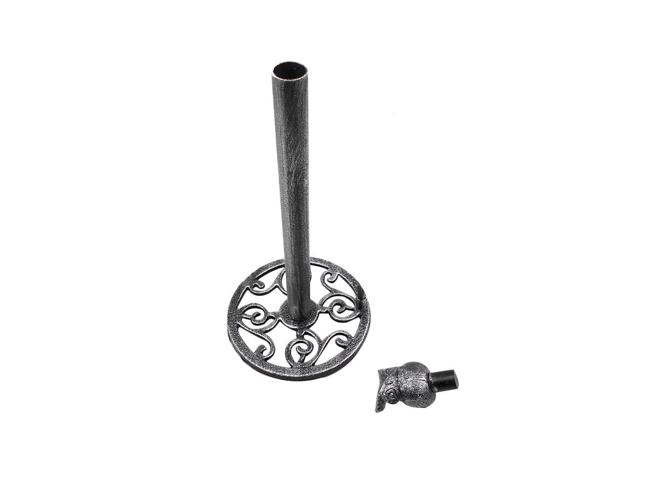 Rustic Silver Cast Iron Sitting Owl Bathroom Extra Toilet Paper Stand 16""