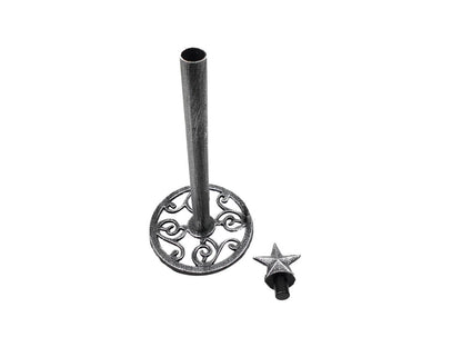 Rustic Silver Cast Iron Texas Star Bathroom Extra Toilet Paper Stand 16""