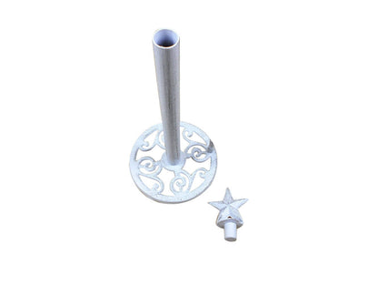 Whitewashed Cast Iron Texas Star Bathroom Extra Toilet Paper Stand 16""