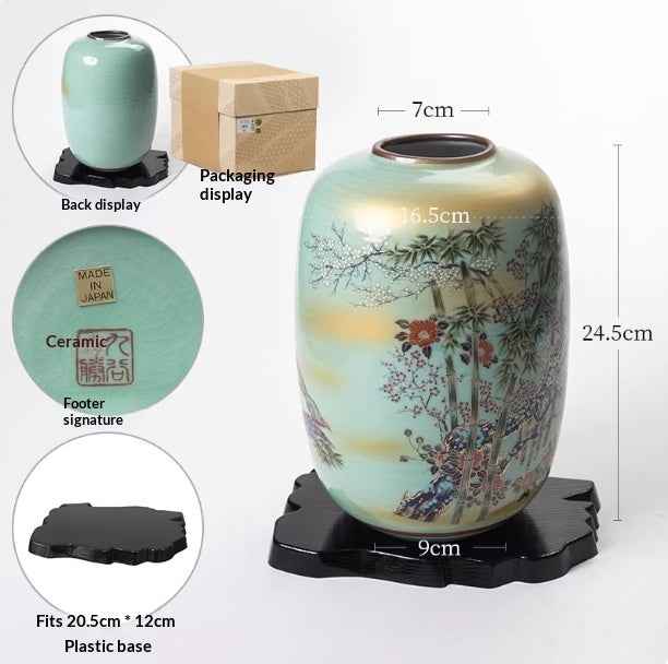 Brand-new Kutani-yaki Vase Ornament For Living Room Desk Decor