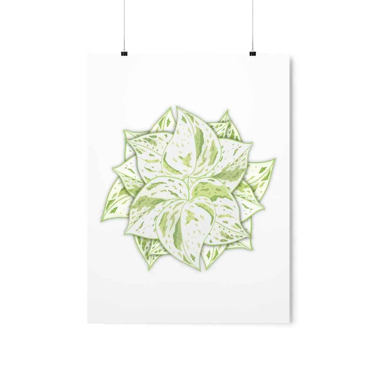 Snow Queen Pothos Botanical Print – Unframed Wall Art