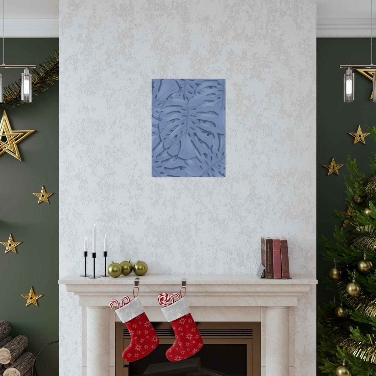 Blue Monstera Botanical Print – Unframed Wall Art