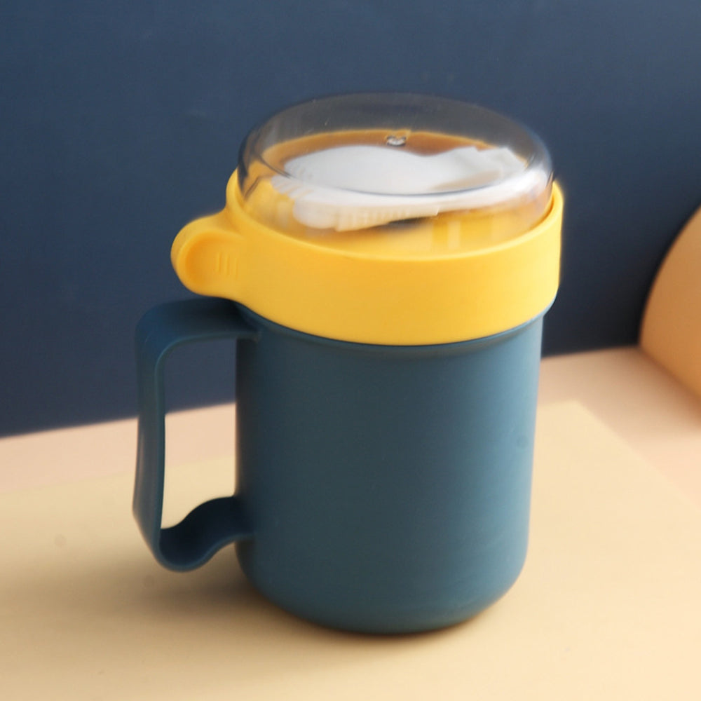 Student Breakfast Milk  With Lid Spoon Portable Water Cup