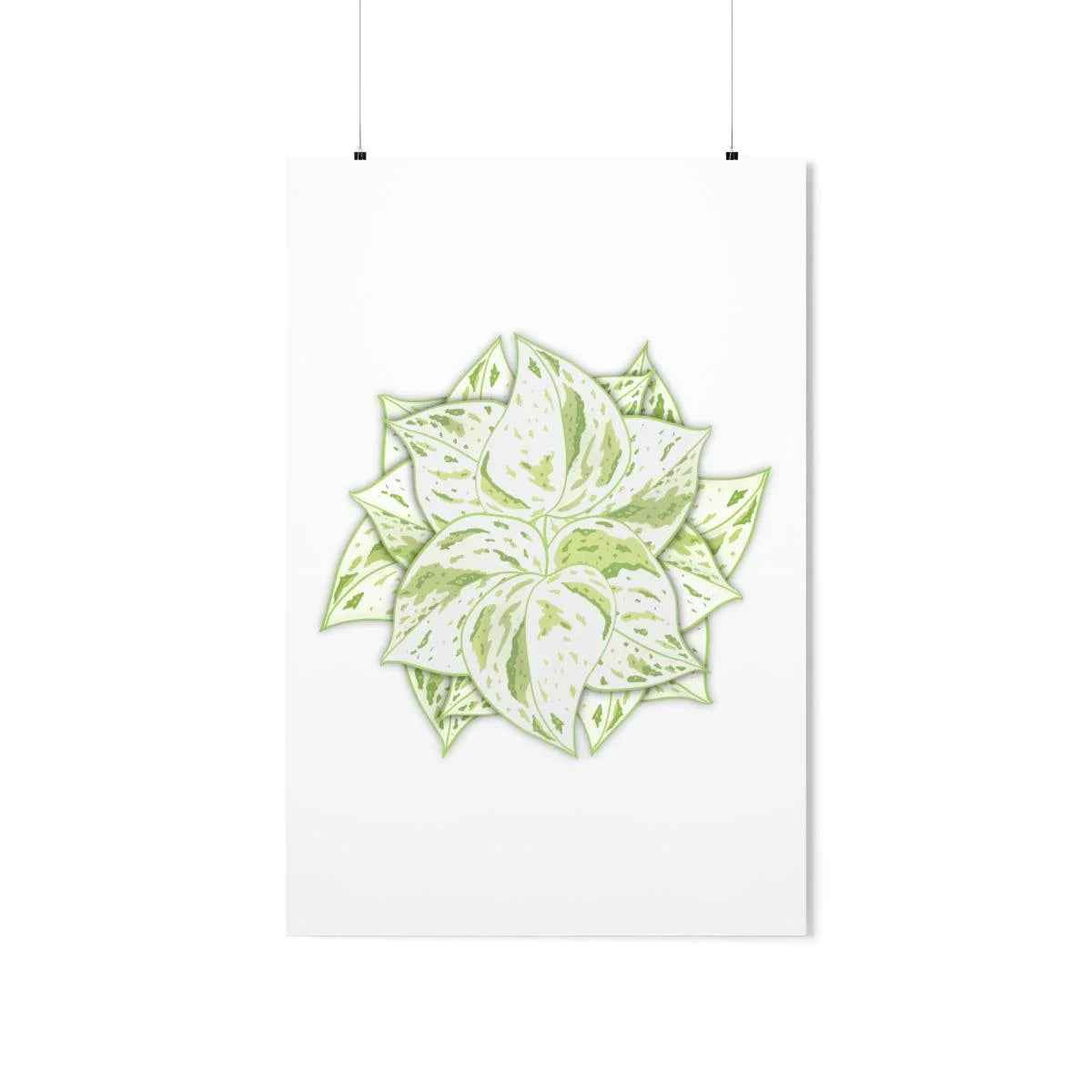 Snow Queen Pothos Botanical Print – Unframed Wall Art