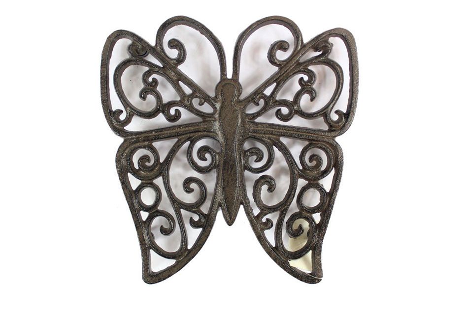 Cast Iron Butterfly Trivet 8""