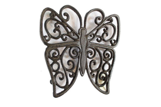 Cast Iron Butterfly Trivet 8""