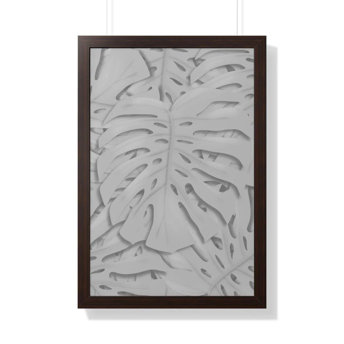 Soft Grey Monstera Framed Print – Botanical Wall Art