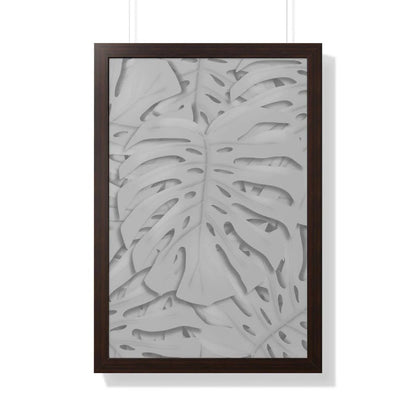 Soft Grey Monstera Framed Print – Botanical Wall Art