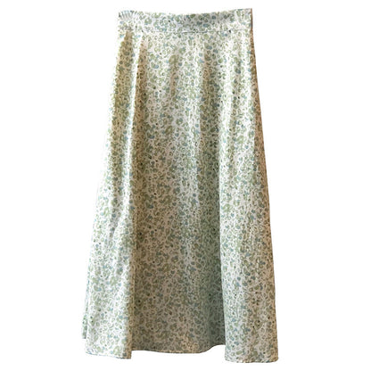 Fashion Retro Gentle Floral Skirt High Waist Mid Length
