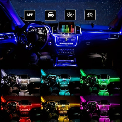 3m Interior Automotive Neon (center Console + Dashboard) with Matching Armrest Storage Box, RGB LED Light Strips for Environmental Application Control