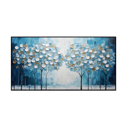 Abstract Blue Tree Of Life Canvas Hand-Painted Oil Painting Modern Lucky Fortune Tree Large Size Boho Home Decor