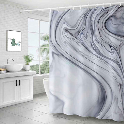 Luxury Marble Print Waterproof Shower Curtain - High-Definition Digital Print Polyester Fabric for Modern Bathroom Decor