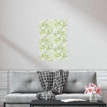 Snow Queen Pothos Pattern Botanical Print – Unframed Wall Art