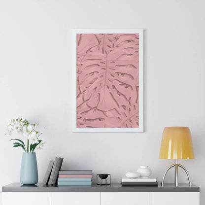 Soft Pink Monstera Framed Print – Botanical Wall Art