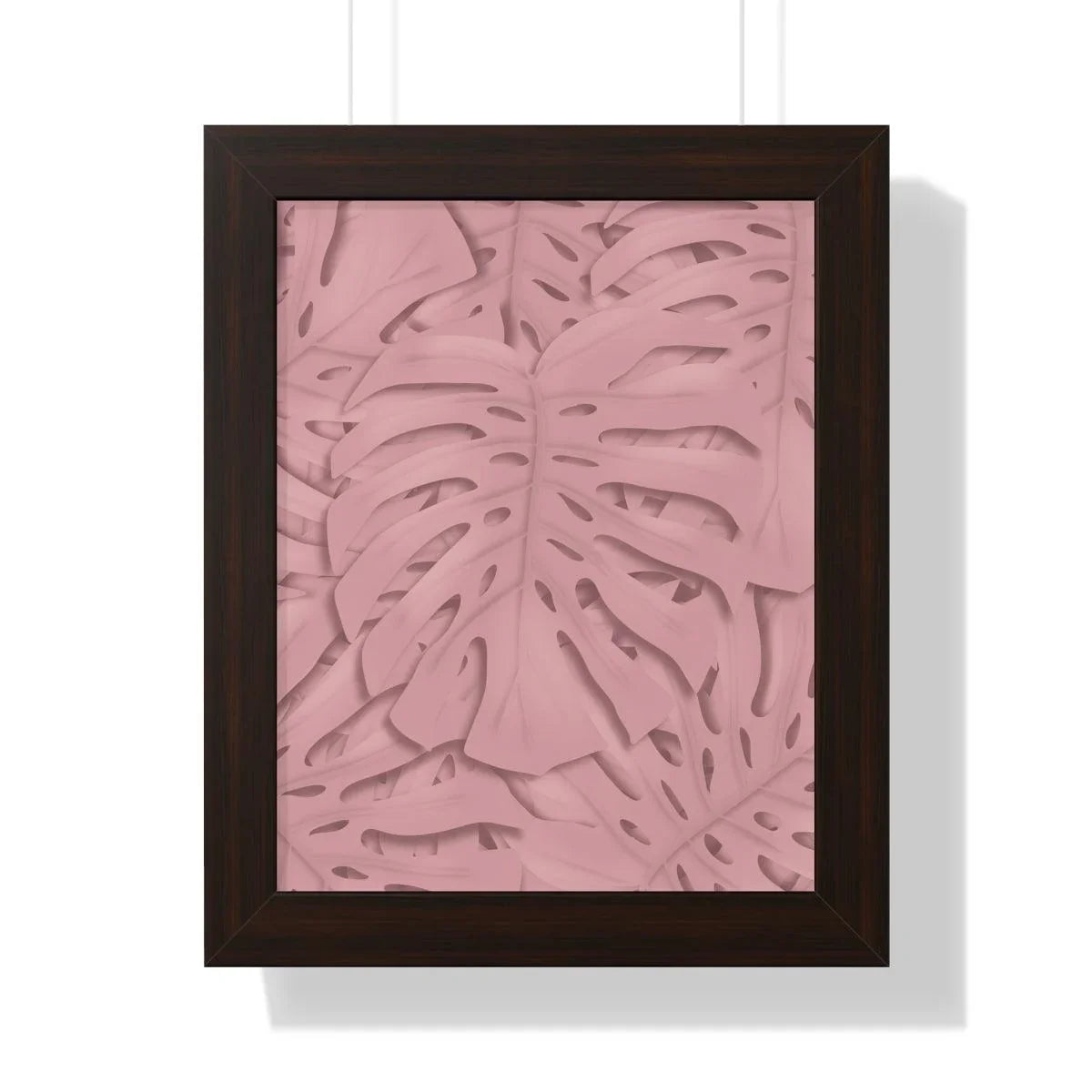 Soft Pink Monstera Framed Print – Botanical Wall Art