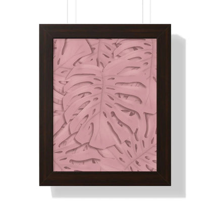 Soft Pink Monstera Framed Print – Botanical Wall Art