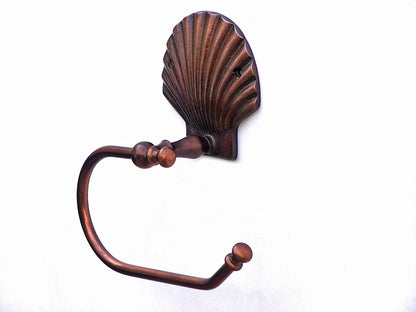 Antique Copper Seashell Hand Towel Holder 10""