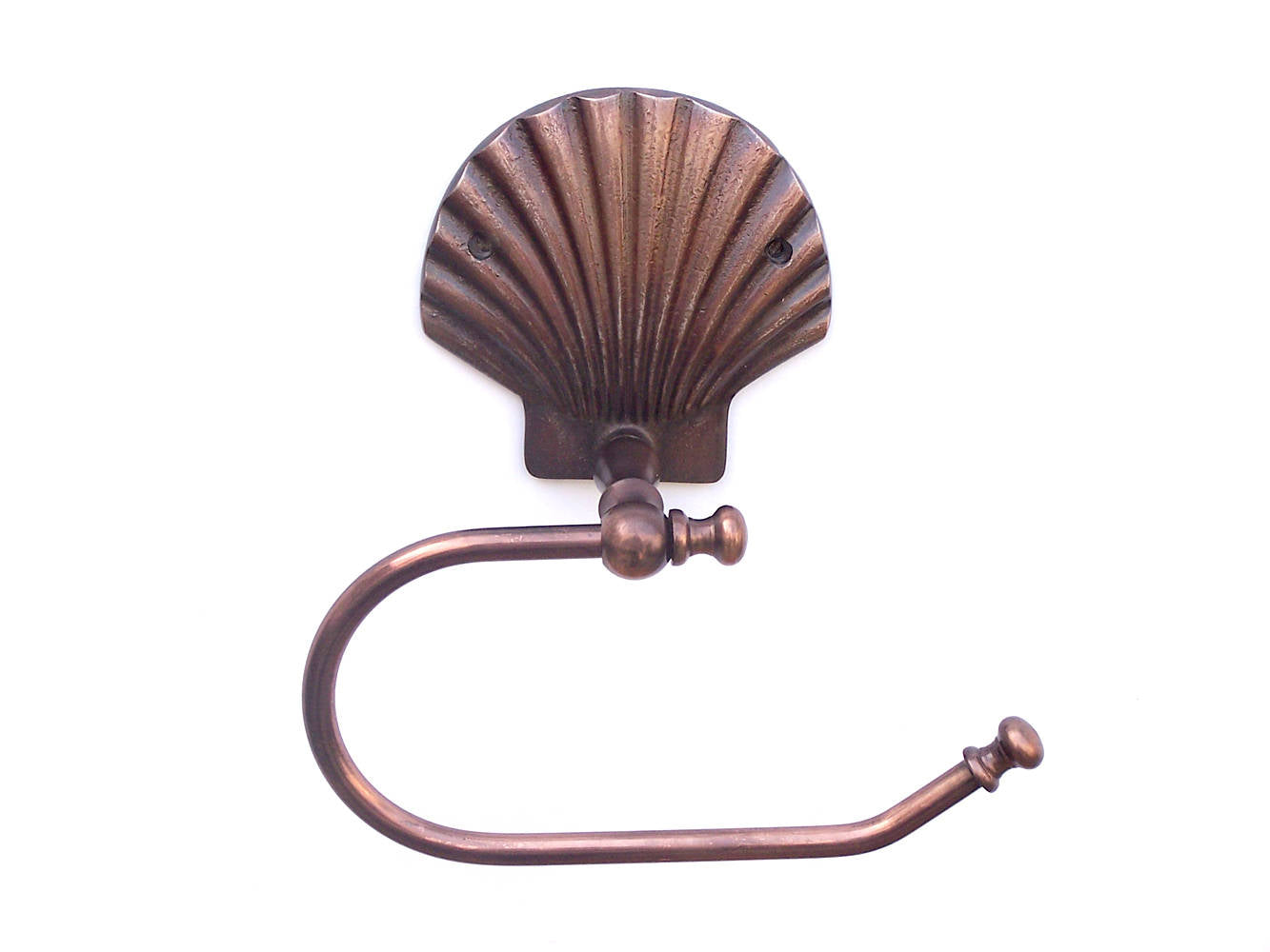 Antique Copper Seashell Toilet Paper Holder 10""