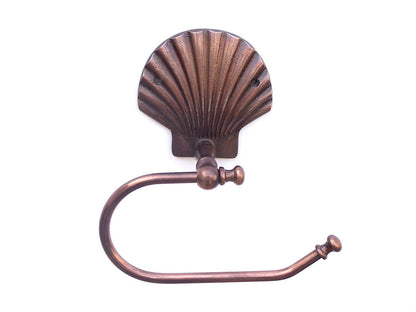 Antique Copper Seashell Toilet Paper Holder 10""