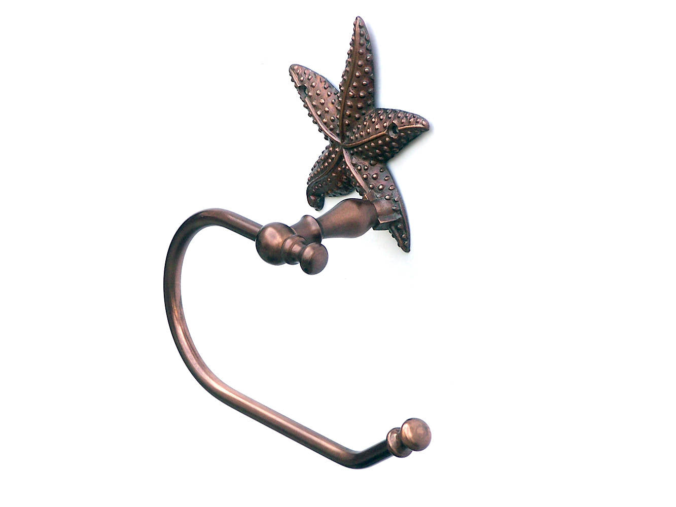 Antique Copper Starfish Hand Towel Holder 10""