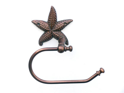 Antique Copper Starfish Hand Towel Holder 10""