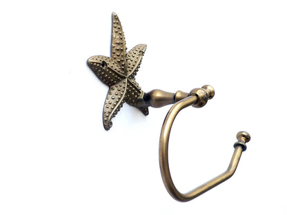 Antique Brass Starfish Hand Towel Holder 10""