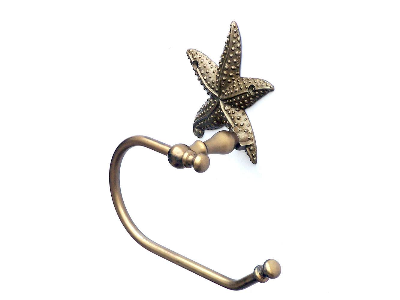 Antique Brass Starfish Hand Towel Holder 10""