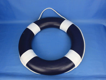 Dark Blue Painted Decorative Lifering with White Bands 20""