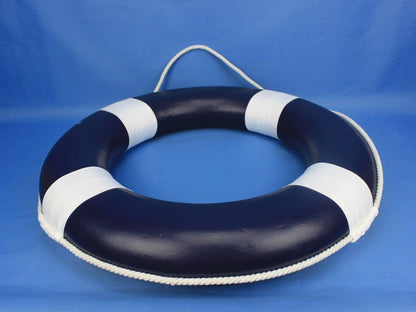 Dark Blue Painted Decorative Lifering with White Bands 20""