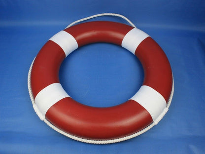 Red Painted Decorative Lifering with White Bands 20""