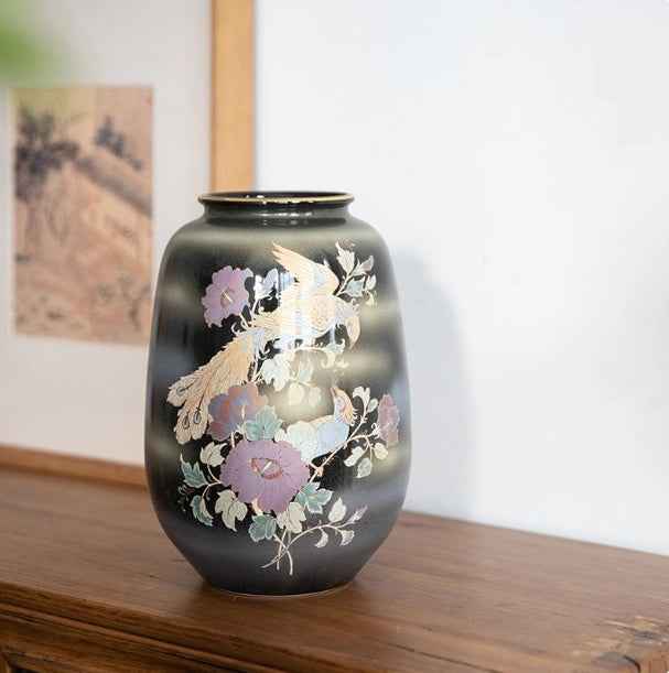 Brand-new Kutani-yaki Vase Ornament For Living Room Desk Decor