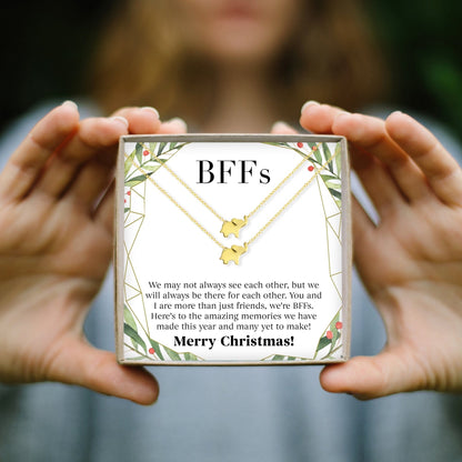 Besties Christmas Elephant Necklace Set