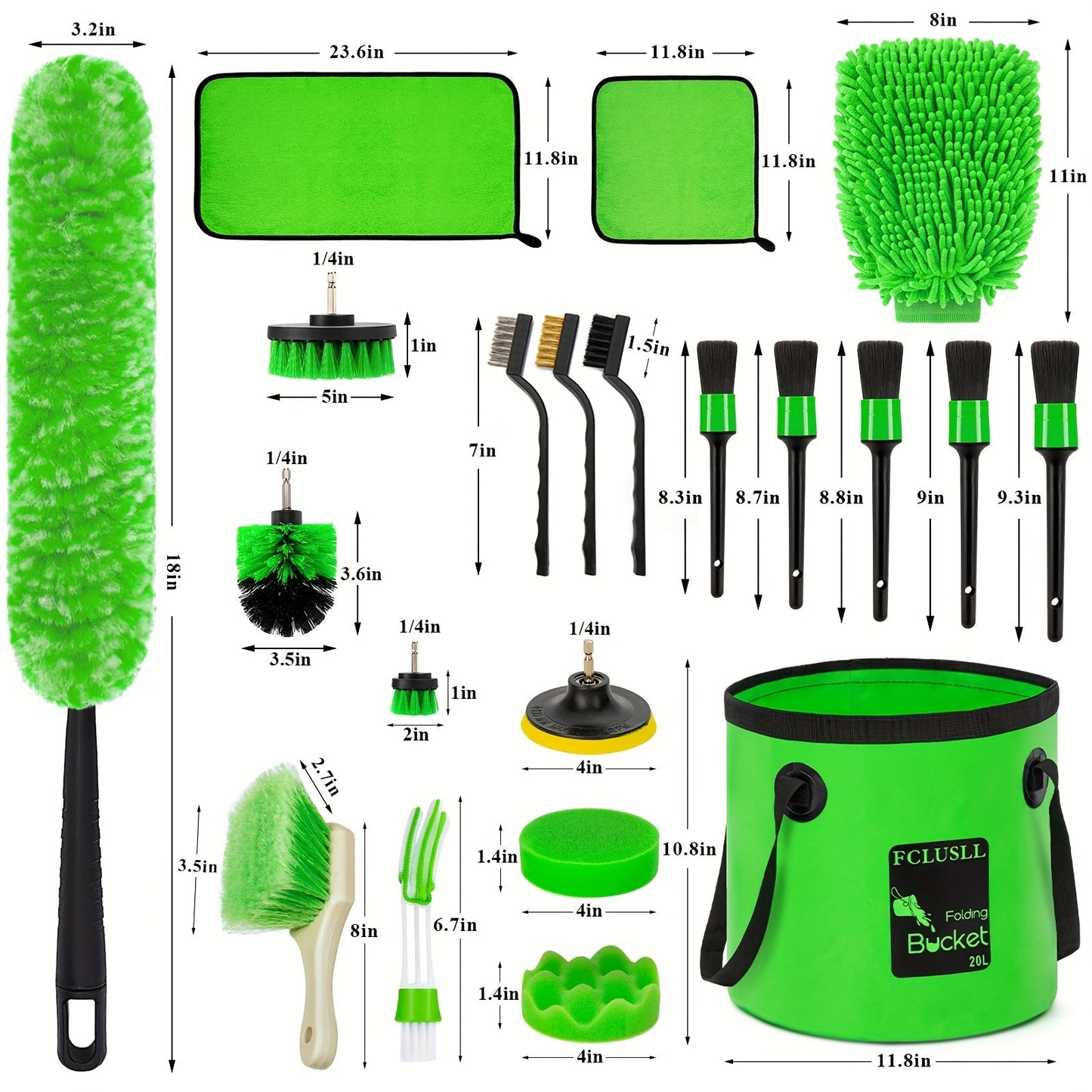 Car Full Interior & Exterior Cleaning Detailing Kit w/ Vacuum, Windshield Cleaner, Drill Brush Kit & More