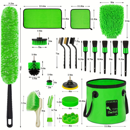 Car Full Interior & Exterior Cleaning Detailing Kit w/ Vacuum, Windshield Cleaner, Drill Brush Kit & More