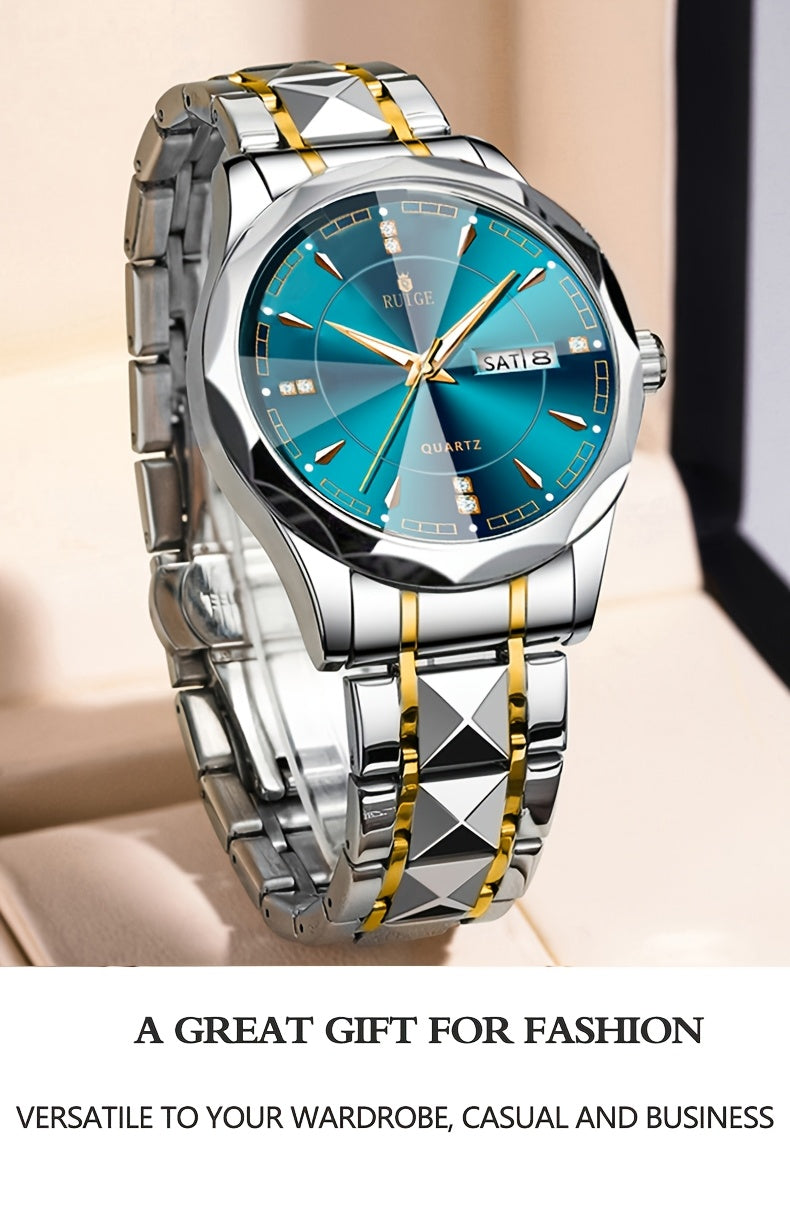 RUIGE Men's Watch Quartz Watch Luminous Stainless Steel Luxury Calendar Men's Chronograph Watch Timepiece Thanksgiving Day