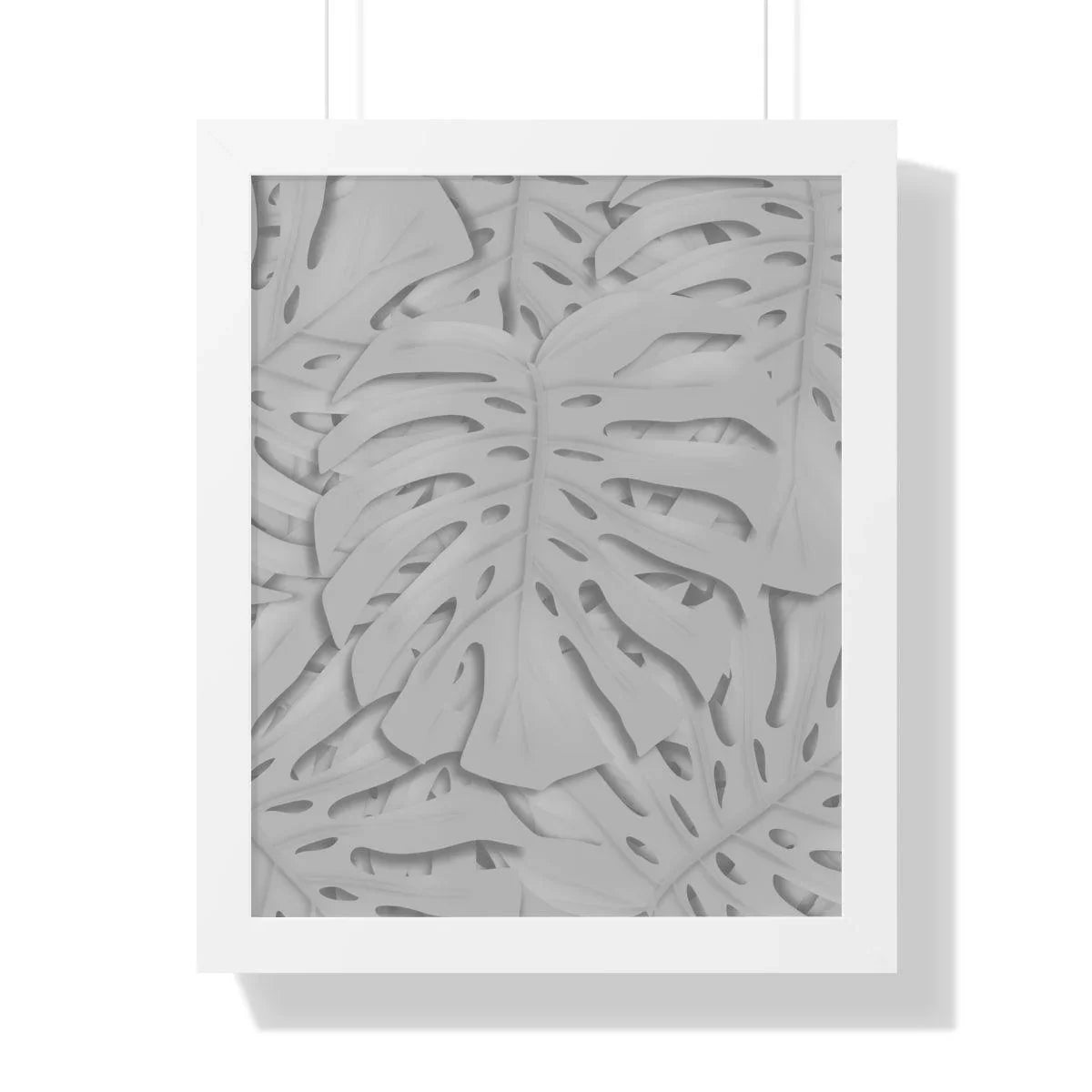 Soft Grey Monstera Framed Print – Botanical Wall Art
