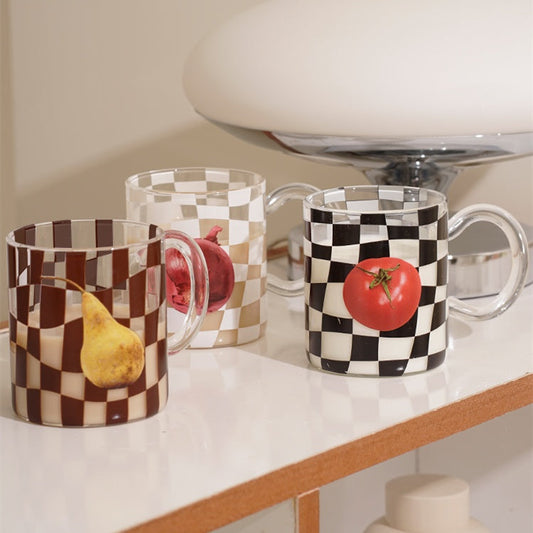 Checkerboard Retro High Temperature Printed Glass