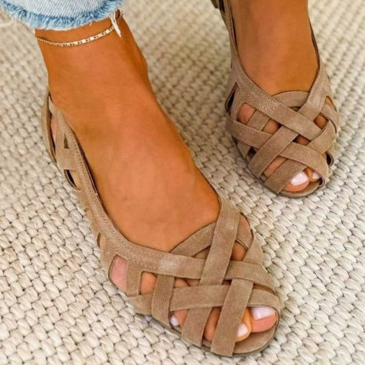 Womens Hollowed-Out Birds-Nest Sandals Fashionable Flat And Breathable