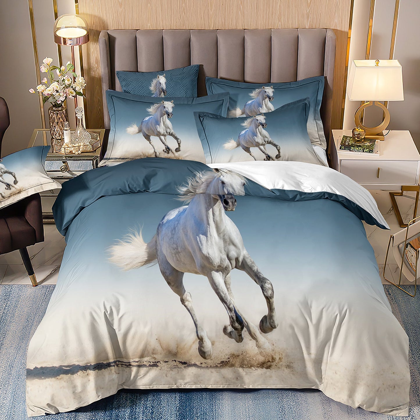 Horse Series 3D Digital Printing Bed Three-piece Set