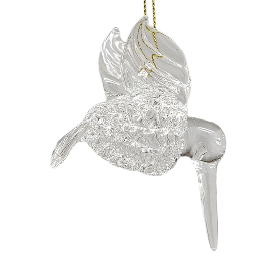 Spunglass Ornament - Clear Hummingbird