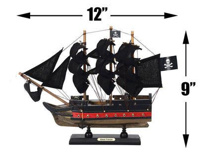 Wooden Captain Kidds Black Falcon Black Sails Limited Model Pirate Ship 12""