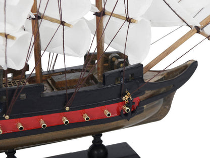 Wooden Captain Kidds Black Falcon White Sails Limited Model Pirate Ship 12""