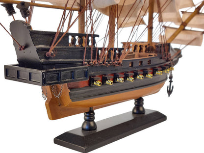 Wooden Captain Kidd's Black Falcon White Sails Limited Model Pirate Ship 15""