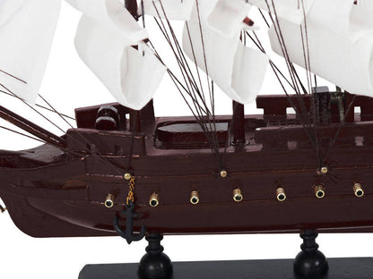 Wooden Black Pearl with White Sails Model Pirate Ship 12""