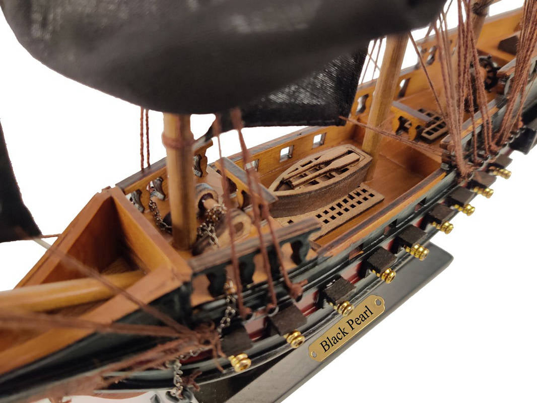 Wooden Black Pearl Black Sails Limited Model Pirate Ship 15""
