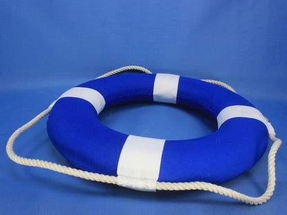 Vibrant Blue Decorative Lifering with White Bands 15""