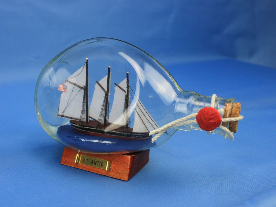 Atlantic Sailboat in a Glass Bottle 7""
