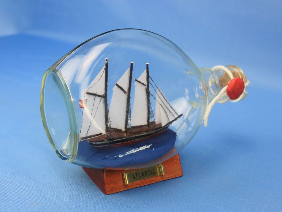 Atlantic Sailboat in a Glass Bottle 7""