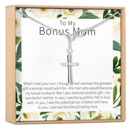 Bonus Mom Infinity Cross  Necklace